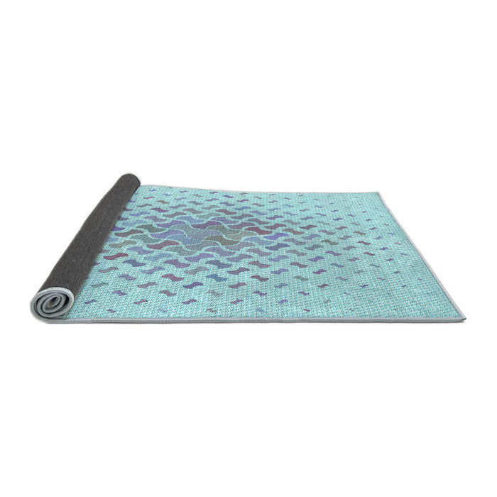 Thickness of Patterned Denim Blue Rug, pat1537lblu