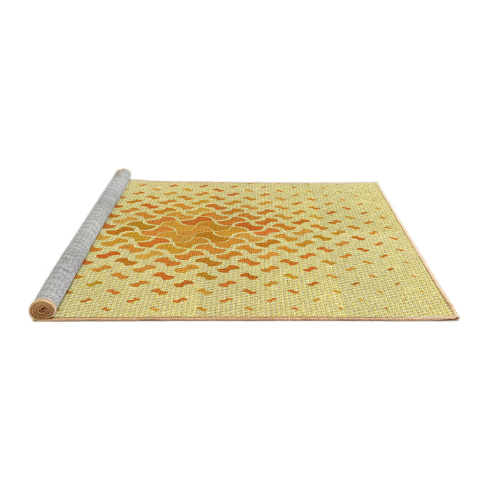 Sideview of Machine Washable Transitional Sun Yellow Rug, wshpat1537yw