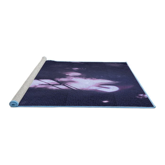 Sideview of Machine Washable Transitional Night Blue Rug, wshpat154blu