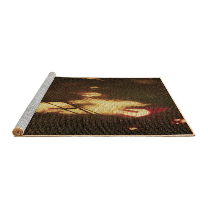 Sideview of Machine Washable Transitional Saddle Brown Rug, wshpat154brn