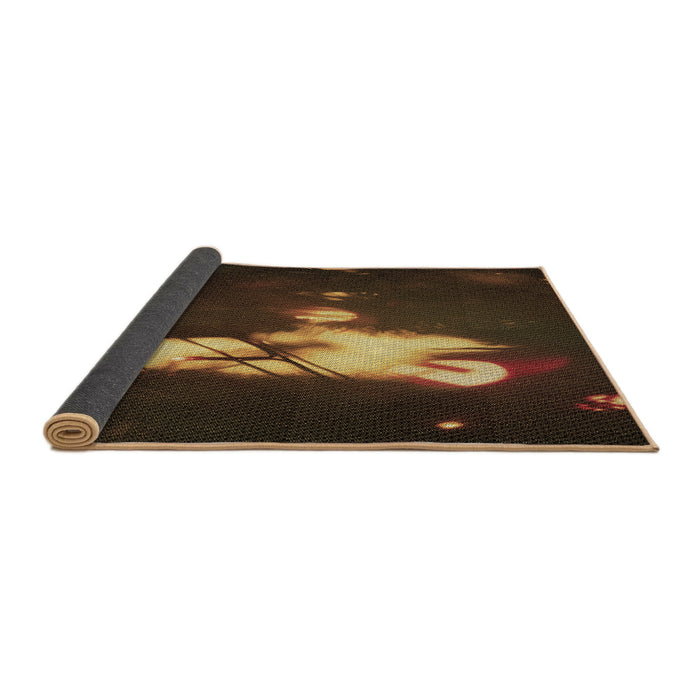 Thickness of Patterned Saddle Brown Rug, pat154brn
