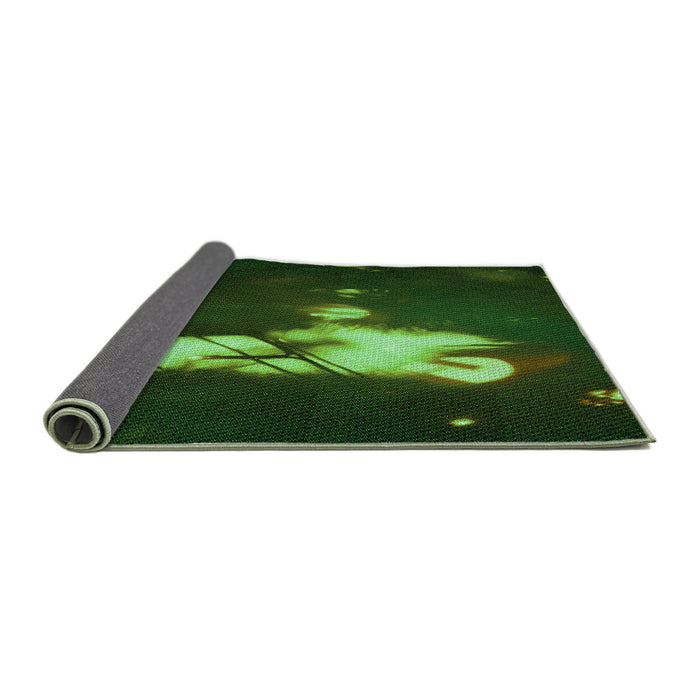Thickness of Patterned Dark Lime Green Rug, pat154grn