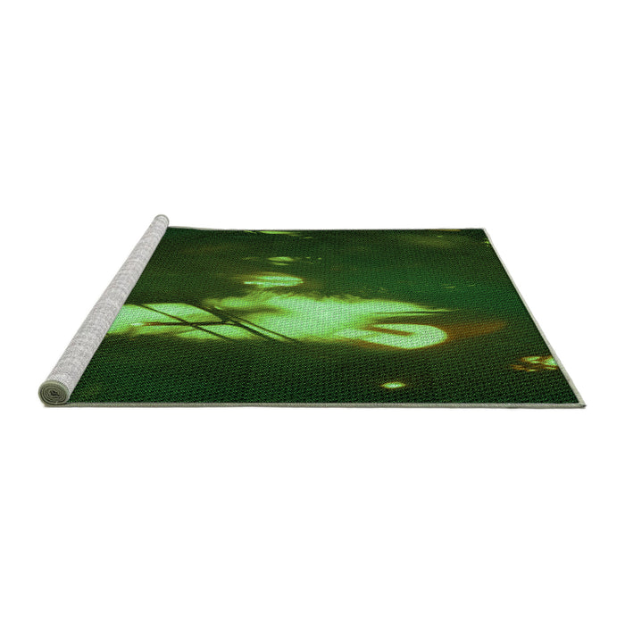 Sideview of Machine Washable Transitional Dark Lime Green Rug, wshpat154grn