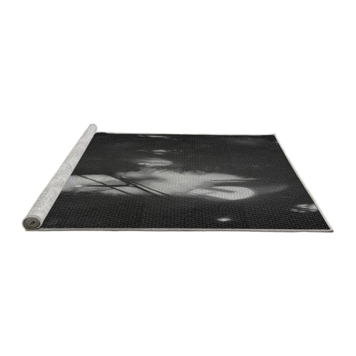 Sideview of Machine Washable Transitional Ash Gray Rug, wshpat154gry
