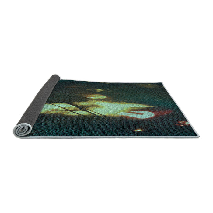 Thickness of Patterned Sea Green Rug, pat154lblu