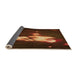 Thickness of Patterned Mahogany Brown Rug, pat154org