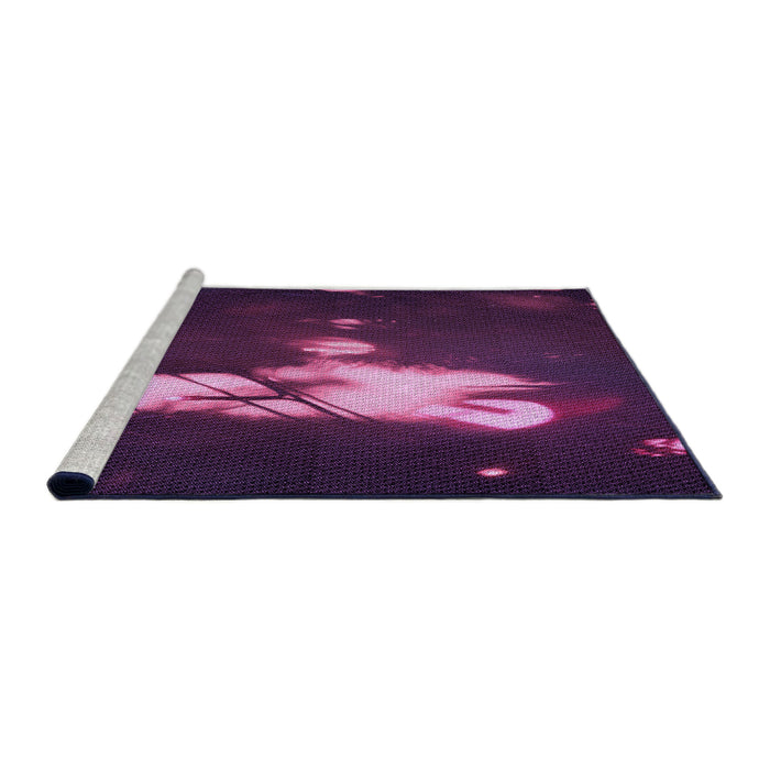 Sideview of Machine Washable Transitional Purple Lily Purple Rug, wshpat154pur