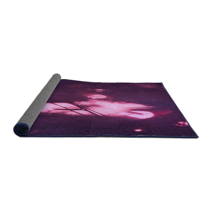 Thickness of Patterned Purple Lily Purple Rug, pat154pur