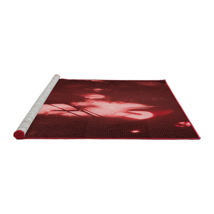 Sideview of Machine Washable Transitional Maroon Red Rug, wshpat154rd