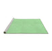 Sideview of Machine Washable Transitional Light Green Rug, wshpat1542grn