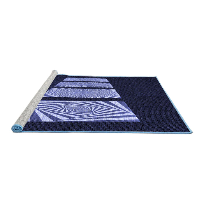Sideview of Machine Washable Transitional Night Blue Rug, wshpat1545blu