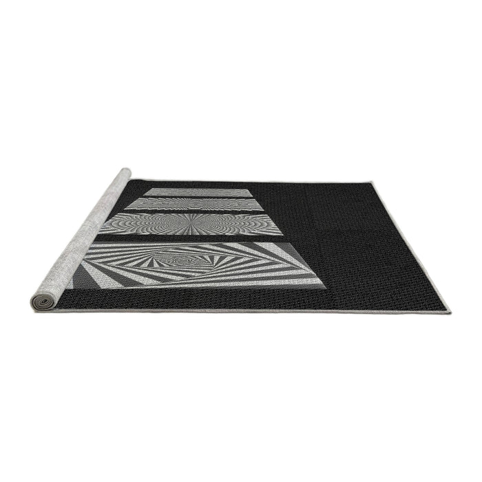 Sideview of Machine Washable Transitional Black Rug, wshpat1545gry