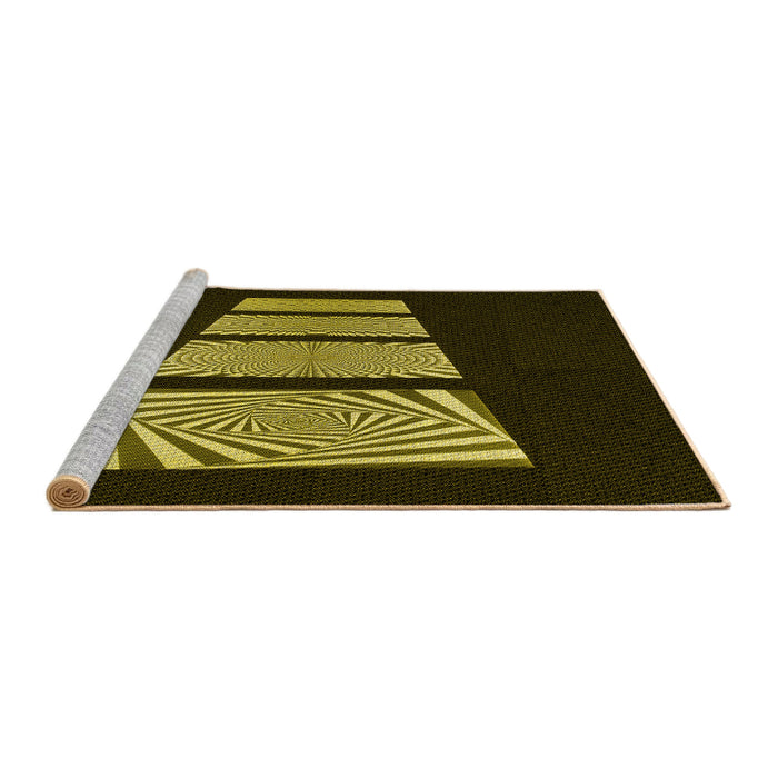 Sideview of Machine Washable Transitional Dark Yellow Green Rug, wshpat1545yw