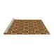 Sideview of Machine Washable Transitional Saffron Red Rug, wshpat1546brn