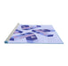 Sideview of Machine Washable Transitional Blue Rug, wshpat1547blu