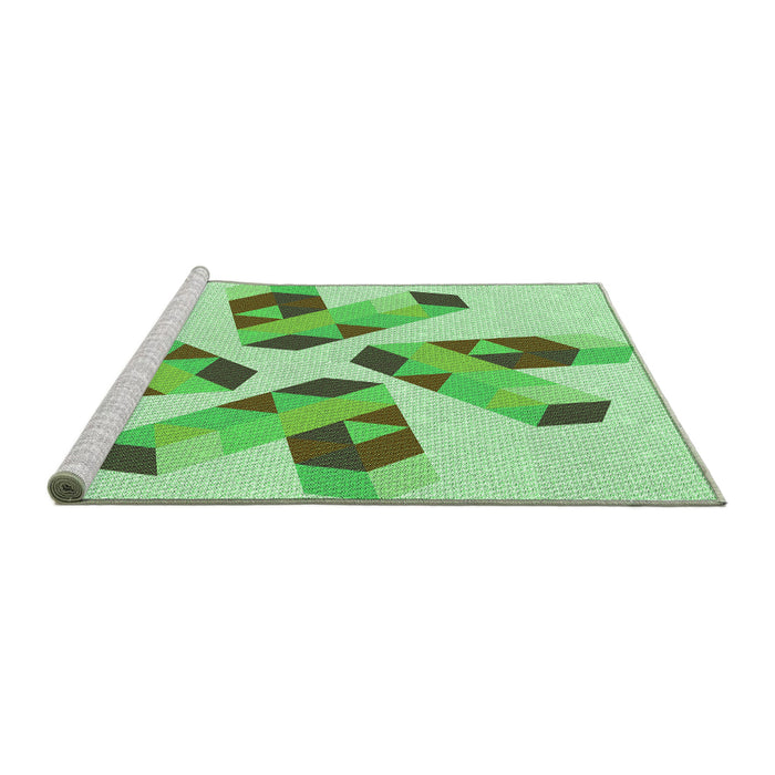 Sideview of Machine Washable Transitional Green Rug, wshpat1547grn