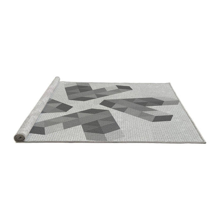 Sideview of Machine Washable Transitional Gray Rug, wshpat1547gry