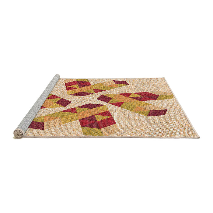 Sideview of Machine Washable Transitional Khaki Gold Rug, wshpat1547org