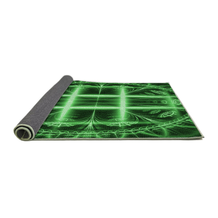 Thickness of Patterned Deep Emerald Green Rug, pat1548grn