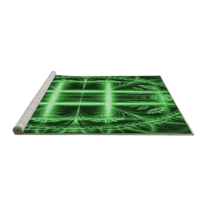 Sideview of Machine Washable Transitional Deep Emerald Green Rug, wshpat1548grn