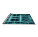 Sideview of Machine Washable Transitional Bright Turquoise Blue Rug, wshpat1548lblu