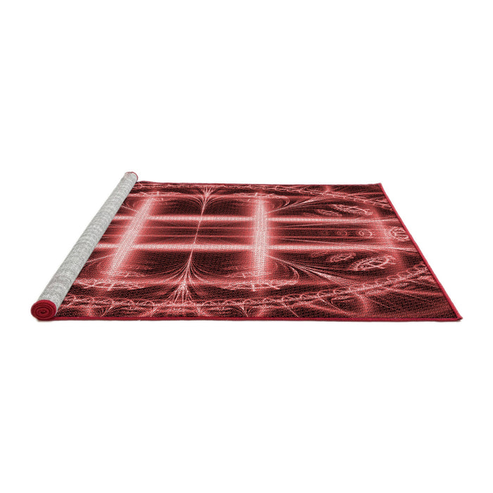 Sideview of Machine Washable Transitional Cranberry Red Rug, wshpat1548rd
