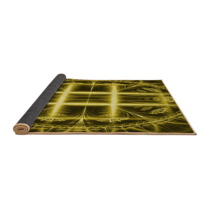 Thickness of Patterned Orange Gold Rug, pat1548yw