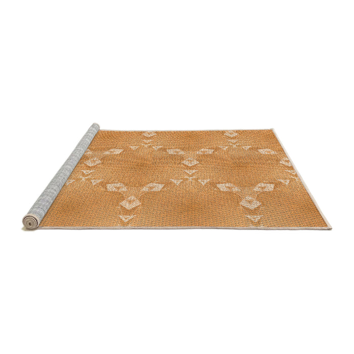 Sideview of Machine Washable Transitional Neon Orange Rug, wshpat1549org