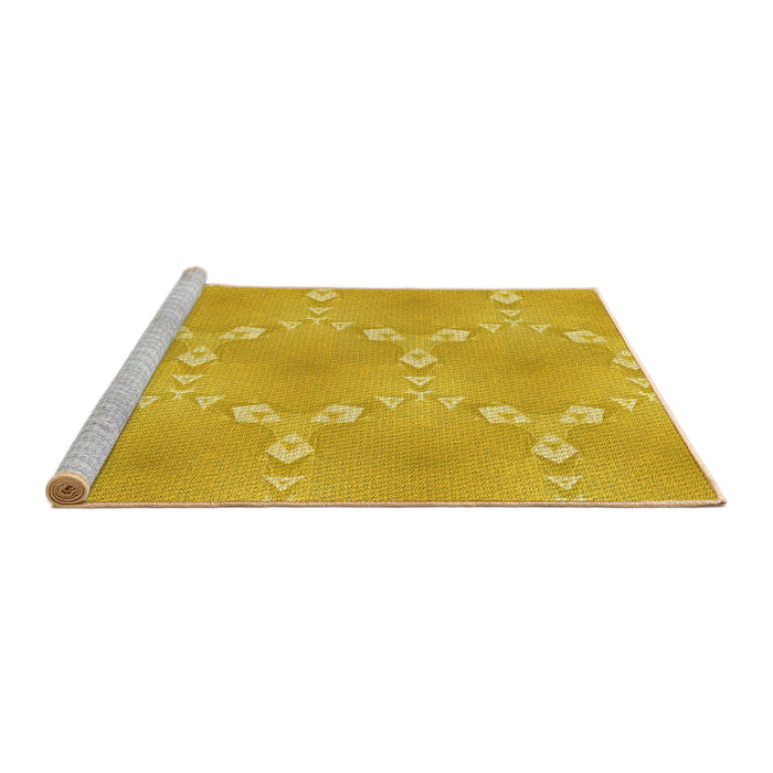 Sideview of Machine Washable Transitional Gold Yellow Rug, wshpat1549yw