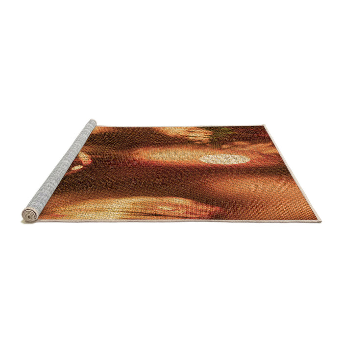 Sideview of Machine Washable Transitional Orange Rug, wshpat155org