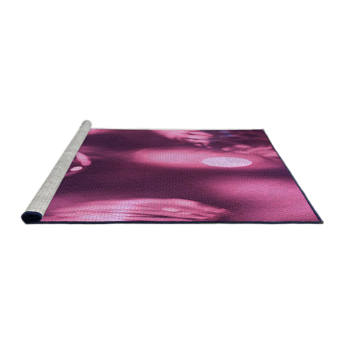 Sideview of Machine Washable Transitional Neon Pink Rug, wshpat155pur
