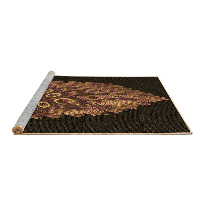 Sideview of Machine Washable Transitional Saddle Brown Rug, wshpat1550brn