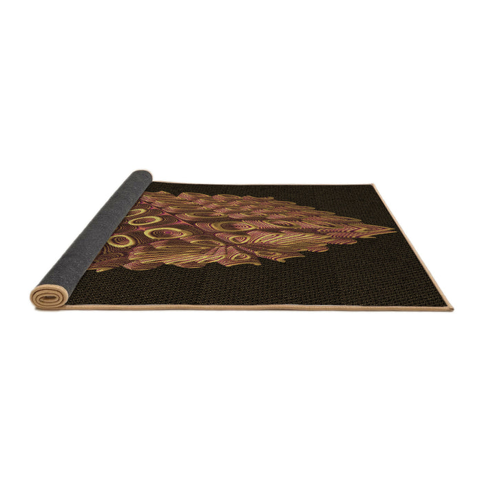 Thickness of Patterned Saddle Brown Rug, pat1550brn