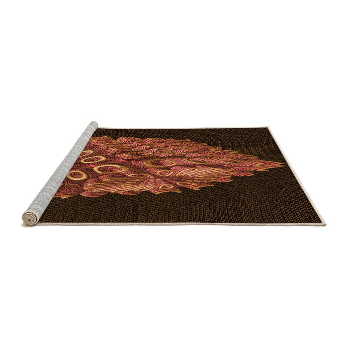 Sideview of Machine Washable Transitional Mahogany Brown Rug, wshpat1550org