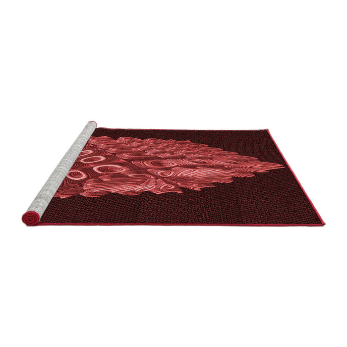Sideview of Machine Washable Transitional Fire Brick Red Rug, wshpat1550rd
