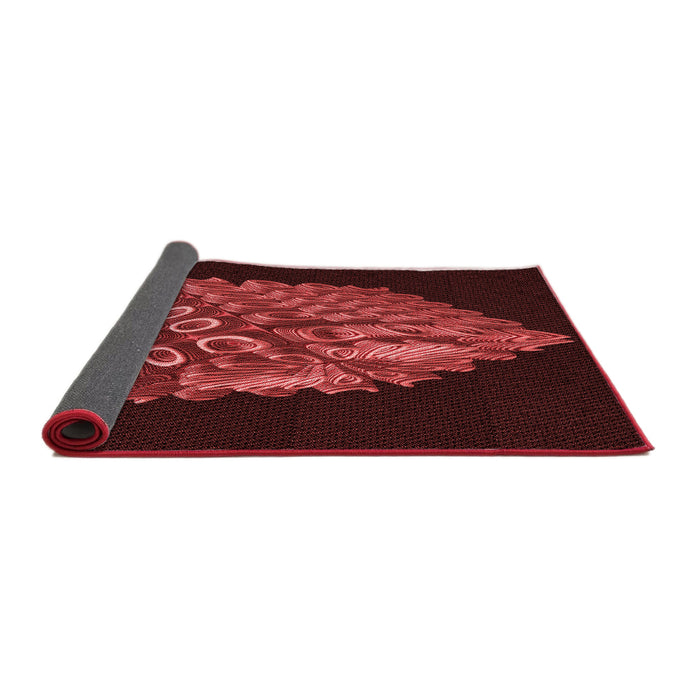 Thickness of Patterned Fire Brick Red Rug, pat1550rd