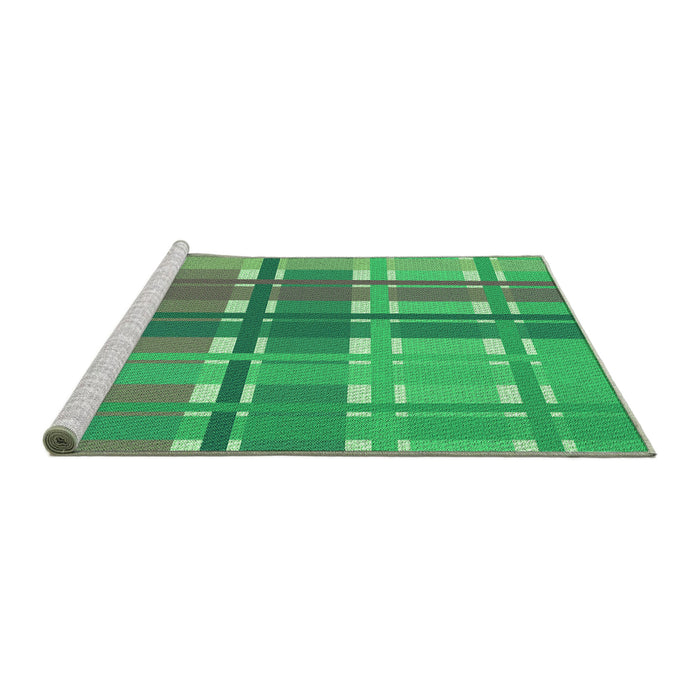 Sideview of Machine Washable Transitional Cr Green Rug, wshpat1553grn