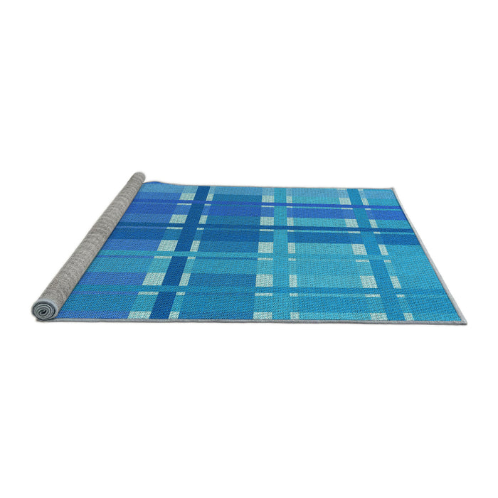 Sideview of Machine Washable Transitional Neon Blue Rug, wshpat1553lblu
