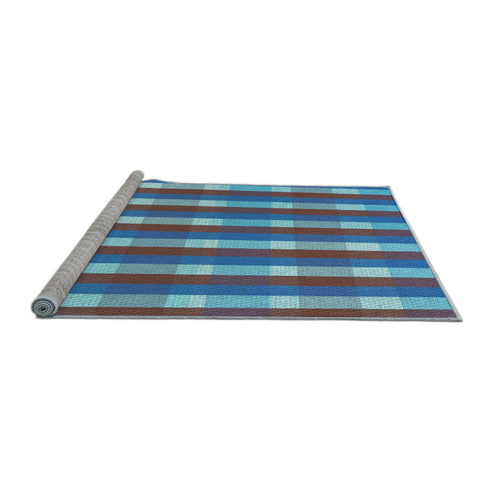 Sideview of Machine Washable Transitional Blue Rug, wshpat1554lblu