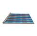 Sideview of Machine Washable Transitional Blue Rug, wshpat1554lblu