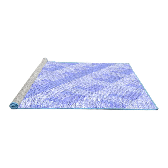 Sideview of Machine Washable Transitional Sky Blue Rug, wshpat1556blu