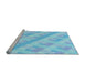 Sideview of Machine Washable Transitional Blue Rug, wshpat1556lblu