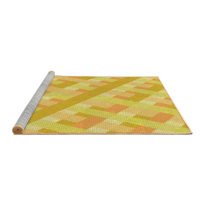 Sideview of Machine Washable Transitional Yellow Rug, wshpat1556yw