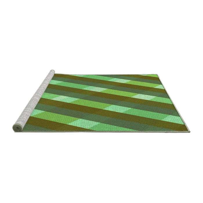 Sideview of Machine Washable Transitional Green Rug, wshpat1557grn