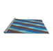 Sideview of Machine Washable Transitional Blue Rug, wshpat1557lblu