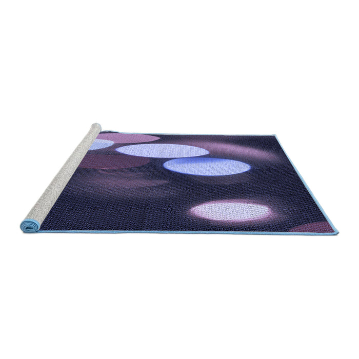 Sideview of Machine Washable Transitional Periwinkle Purple Rug, wshpat156blu