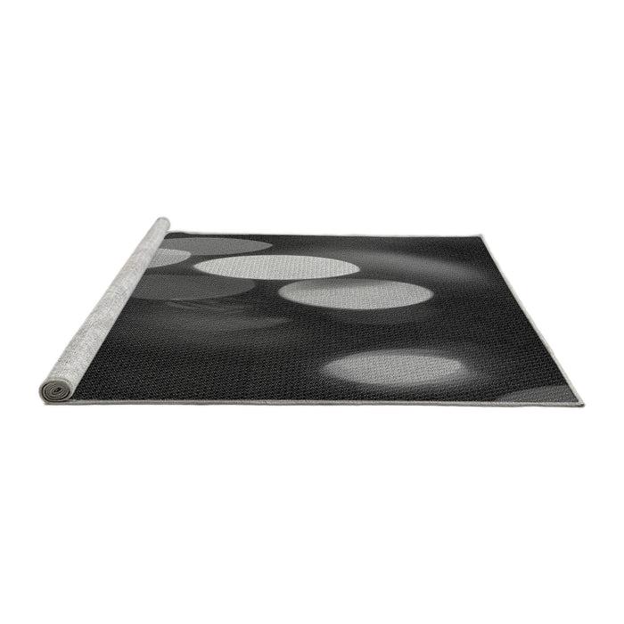 Sideview of Machine Washable Transitional Platinum Gray Rug, wshpat156gry