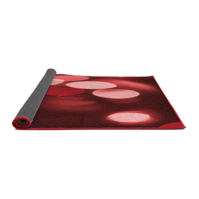 Thickness of Patterned Crimson Red Rug, pat156rd