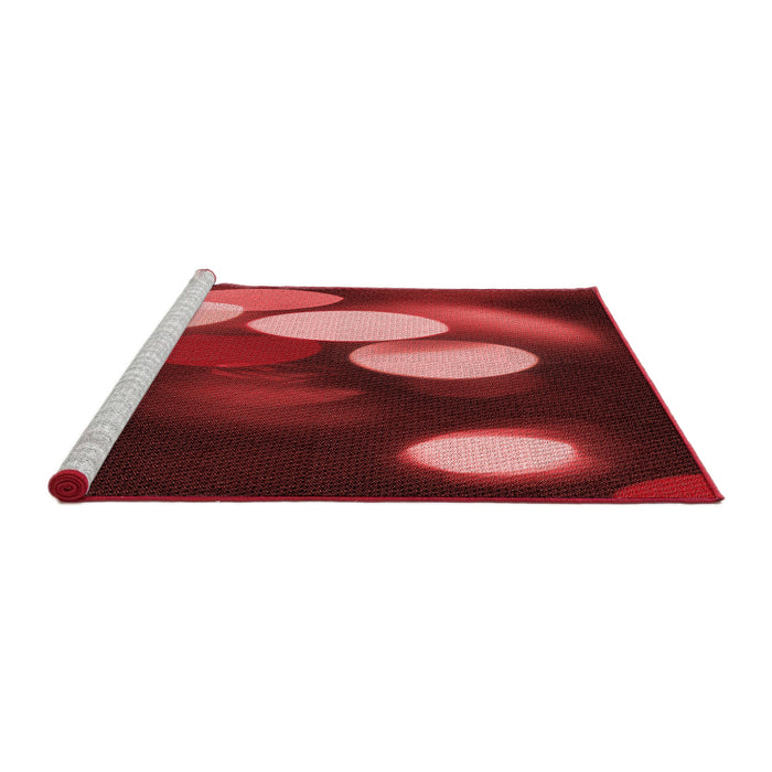 Sideview of Machine Washable Transitional Crimson Red Rug, wshpat156rd
