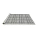 Sideview of Machine Washable Transitional Platinum Silver Gray Rug, wshpat1561gry